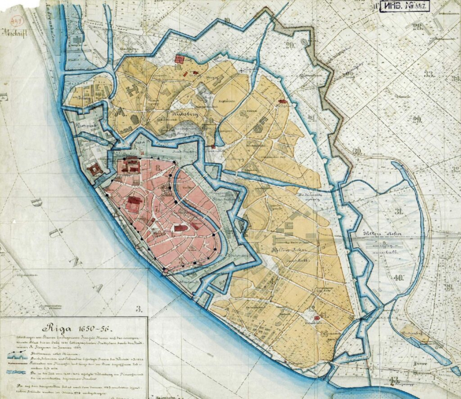 Veca Rīgas karte no 1650.-1656. gadiem